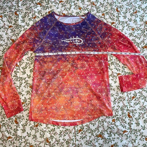 Women’s Reel Life fish mandala long sleeve active wear summer top - Picture 3 of 9